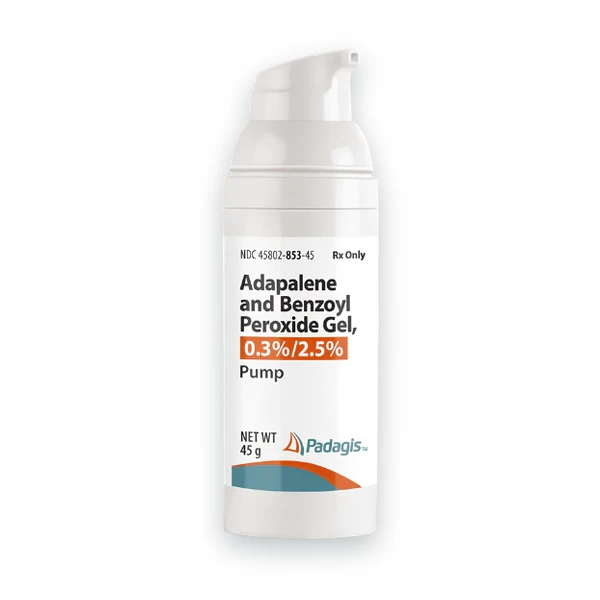 Adapalene and benzoyl peroxide gel acne treatment