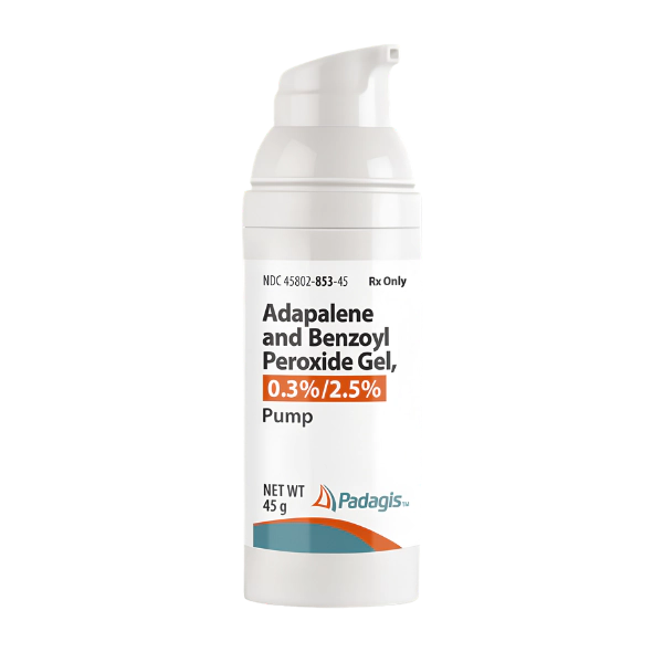Adapalene and benzoyl peroxide gel acne treatment