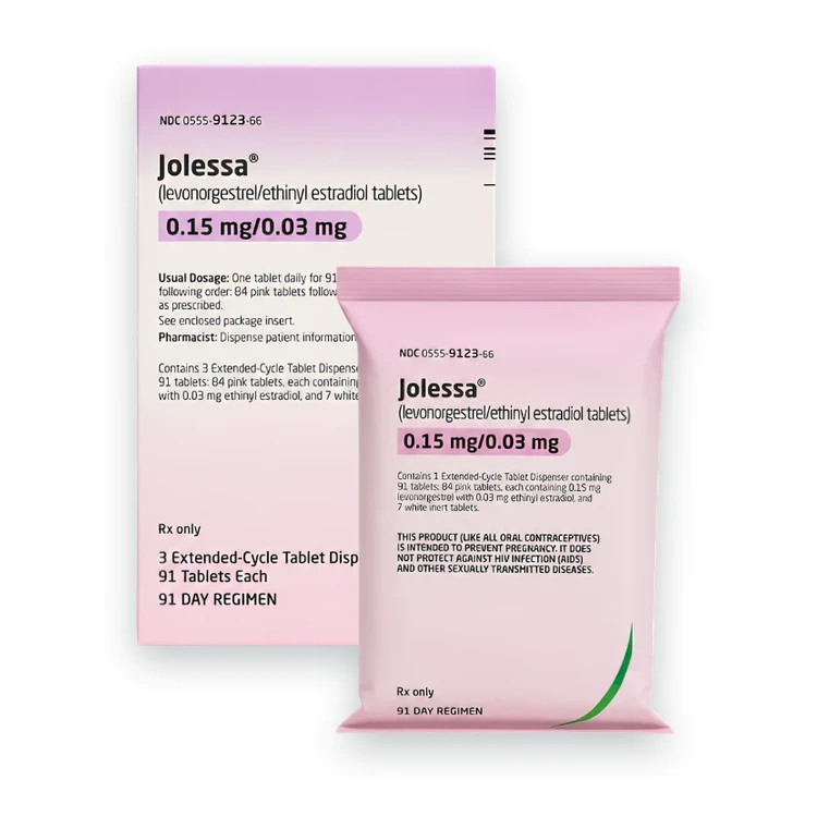 Jolessa extended-cycle birth control tablets, 0.15 mg / 0.03 mg