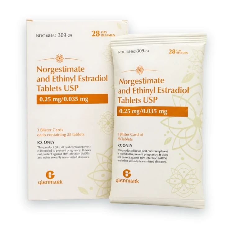 Norgestimate and ethinyl estradiol 0.25 mg / 0.035 mg birth control tablets