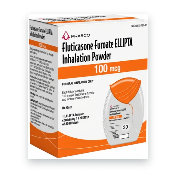 Fluticasone Furoate Ellipta for Asthma 100 mcg 30 doses package