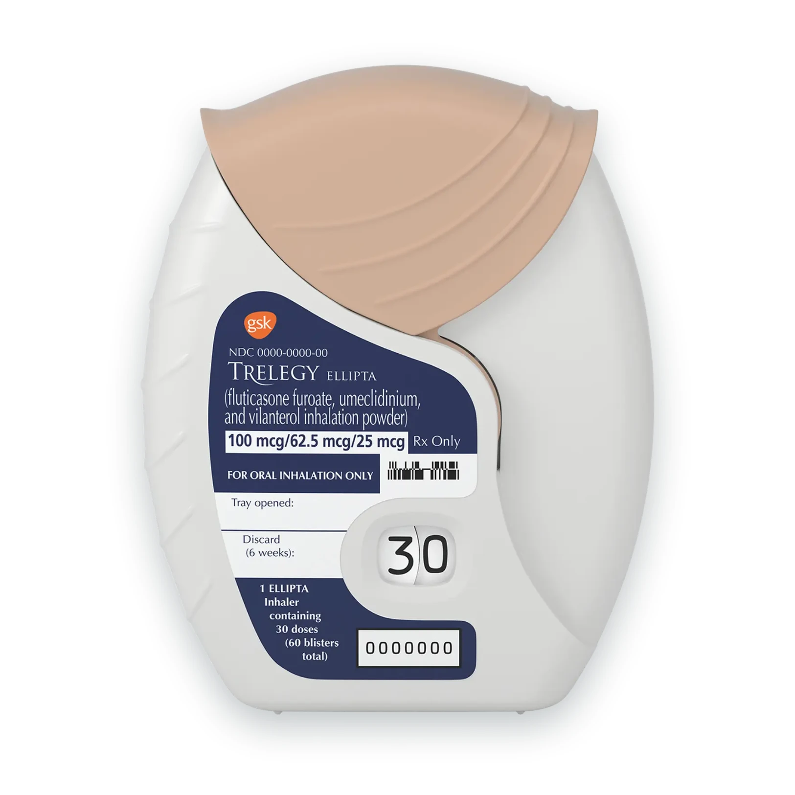 Trelegy Ellipta for Asthma and COPD 100/62.5/25mcg package