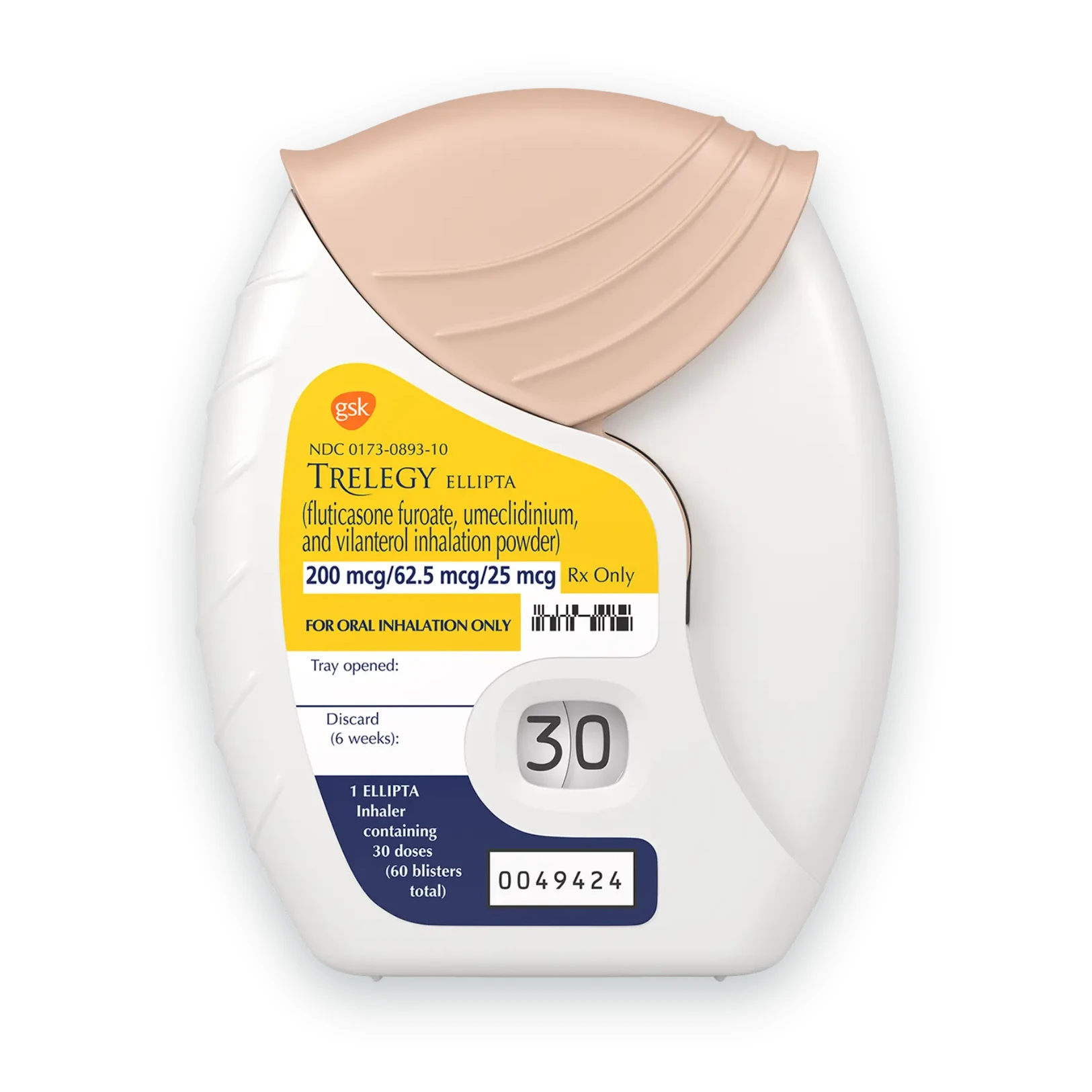 Trelegy Ellipta for Asthma and COPD 200/62.5/25mcg package
